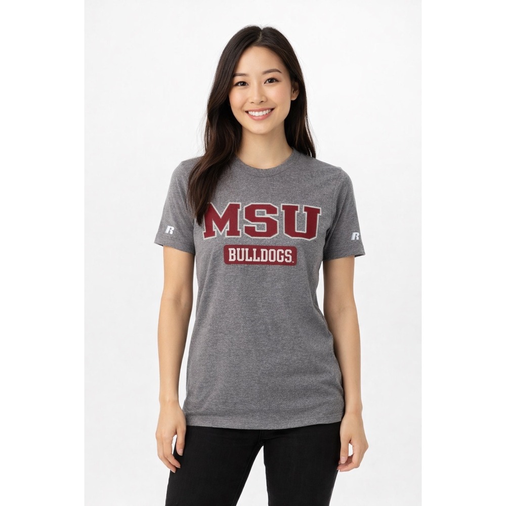 Russell Athletic MSU Bulldogs T-Shirt Gray Heather Mississippi State S‎ 104-28
